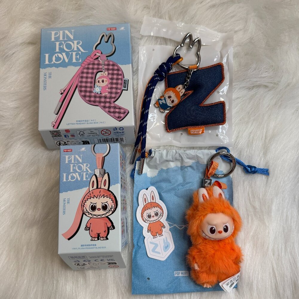 AUTHENTIC Labubu Pin for Love Plush Pendant + Letter Pendant Set – Z